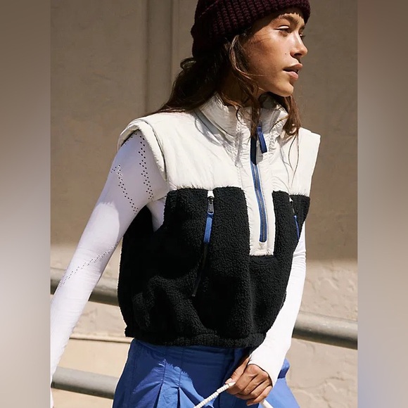 FP Movement Free People Journey Ahead Shearling Vest in Ivory Combo - Picture 7 of 9